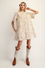 Khaki Western Mini Dress