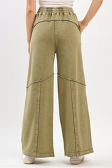 Olive Terry Knit Mineral Wash Pants