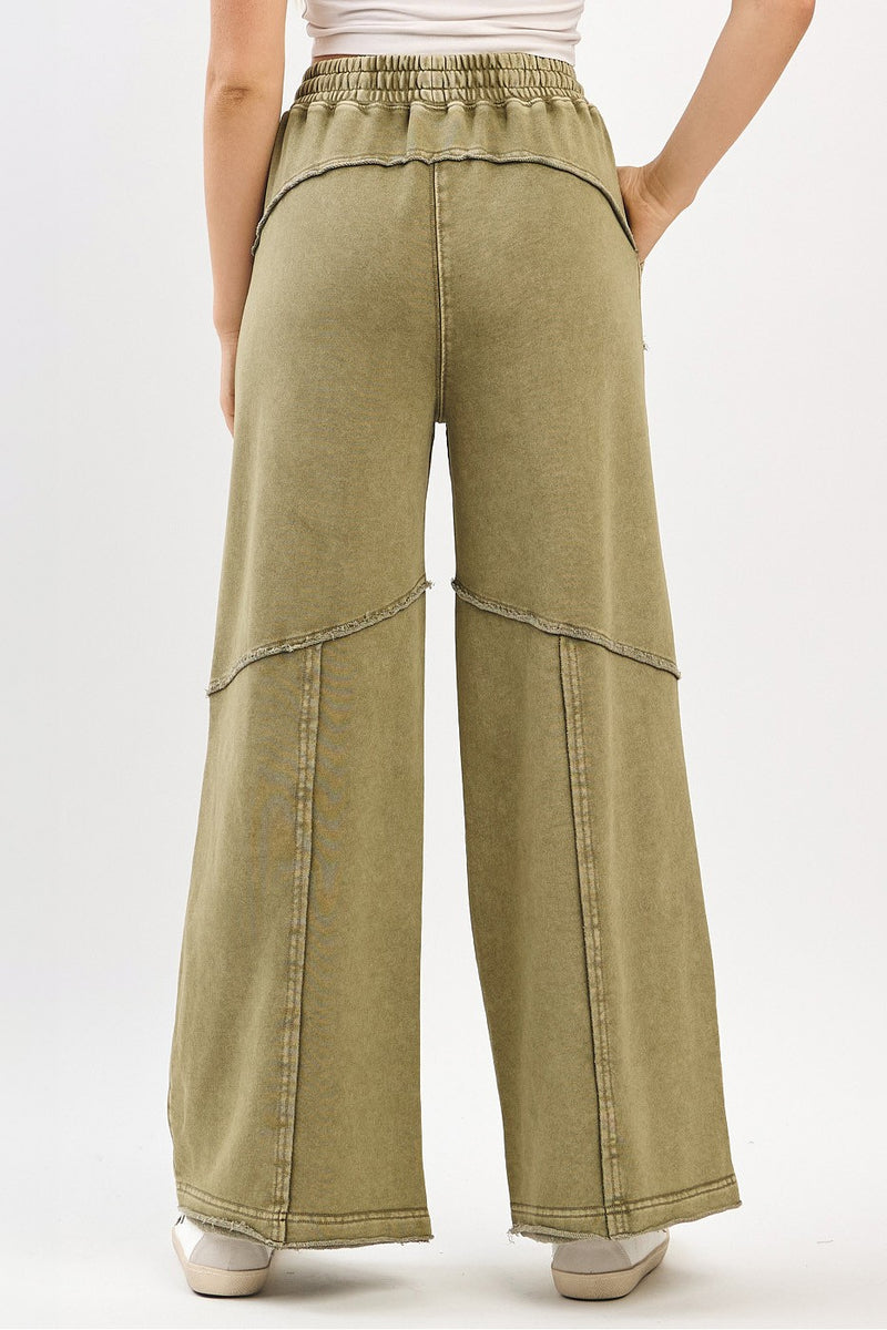 Olive Terry Knit Mineral Wash Pants