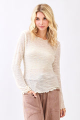 Ivory Mesh Textured Top