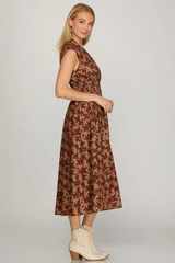 Dusty Rose Smocked Waist Zip Front Dress