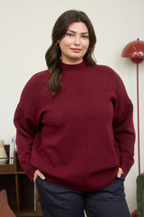 Curvy Front Seam Mock Neck Sweater