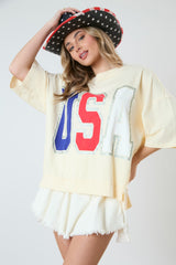 Oversized Cream USA Top