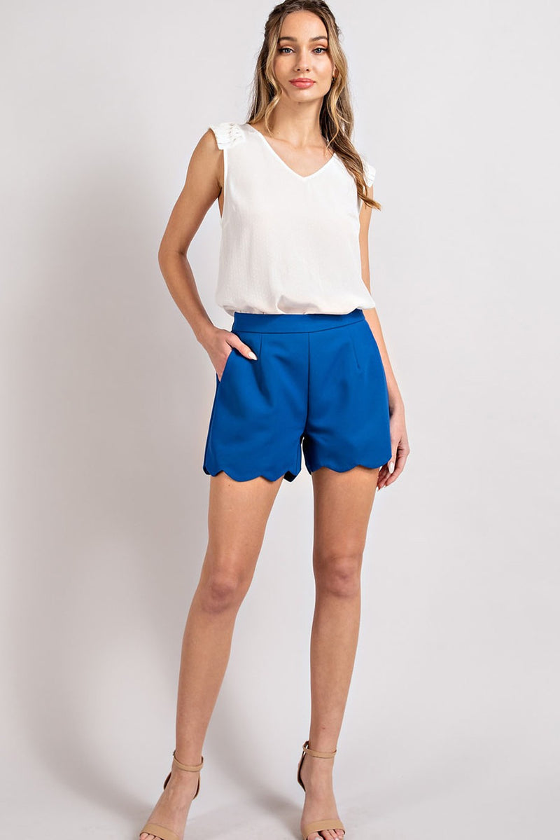 Royal Blue high Waisted Scallop Edge Shorts