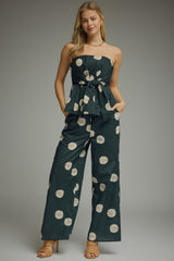 Green Polka Dot Drawstring Pants