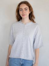 Heathered Gray  Short Sleeve Cardigan