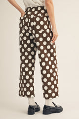 Brown Wide Leg Polka Dot Pants