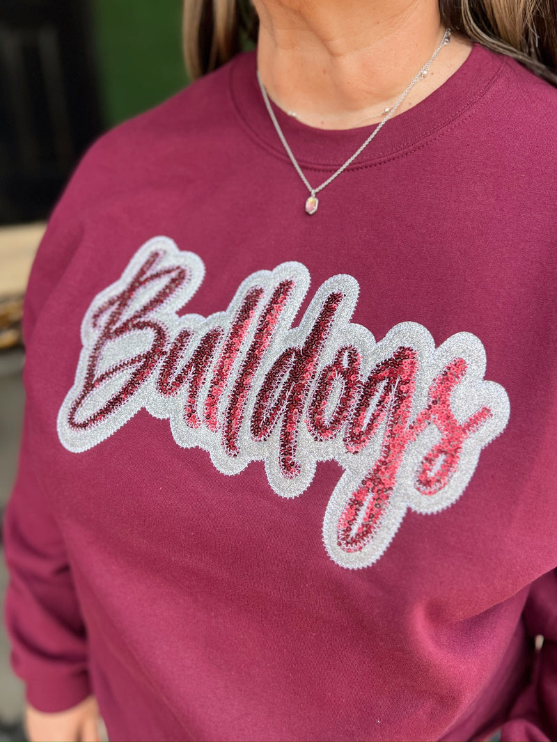 Maroon Bulldogs Glitter Crewneck