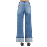Caroline's High Rise Wide Leg Cuffed Hem Jeans