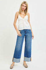 Lila's Mid Rise Straight Cuffed Jeans