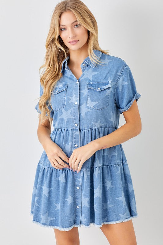 Light Denim Star Dress