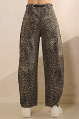 Dark Leopard Barrel Jeans
