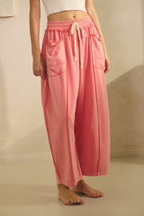 Curvy Coral French Terry Oversized Pants