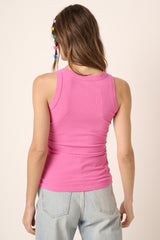 Ribbed Round Neck Knit Tank
