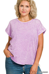 Curvy Crinkle Washed Round Neck Tee
