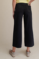 High Waist Cropped Button Front Pants