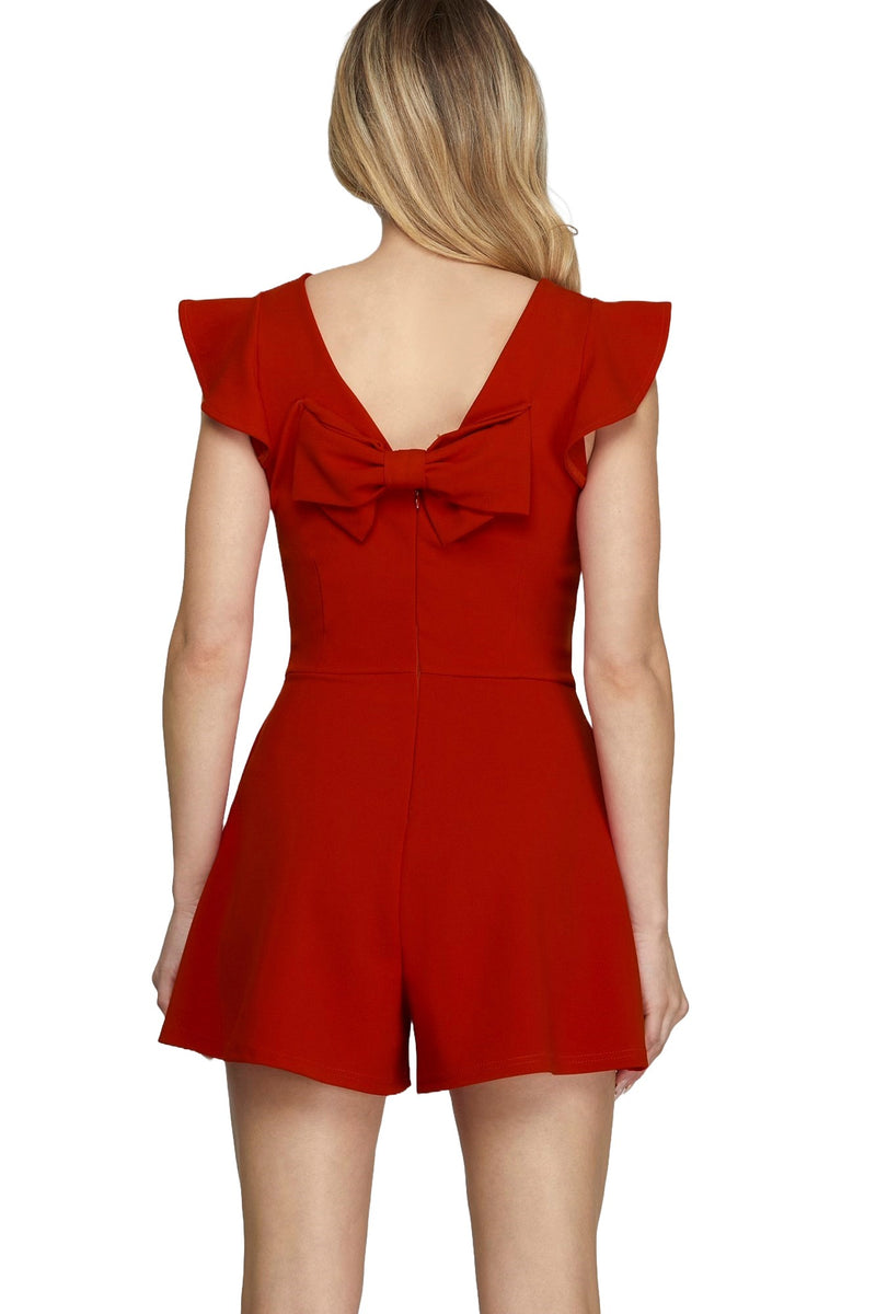 Hot Pink Ruffled Romper with Back Bow