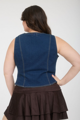 Curvy Fitted Denim Vest
