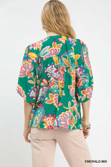 Paisley Print V Neck Top
