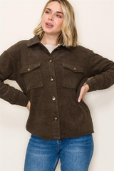 Olive Collared Double Chest Pocket Lined Jacket