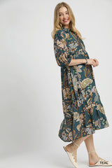 Boho Paisley Tiered Midi Dress