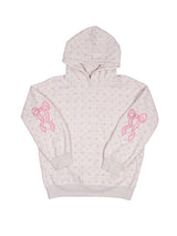 Ditzy Floral Hoodie Top With Embroidered Bows