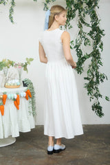 Sweetheart Smocked Mock Button Dress