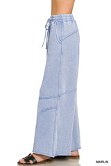 Premium French Terry Washed Exposed Seam Flare Pants