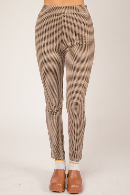 Brown Houndstooth Dress Pants