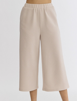 Textured Wide Leg Cropped Pants