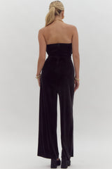 Black Strapless Sequin Top Jumpsuit