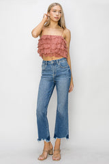 Hutton's High Rise Crop Flare Jeans