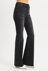 Bruce's Black High Rise Flare Raw Hem Jeans