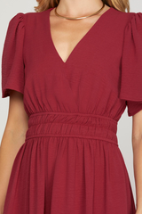 Short Sleeve Surplice Maxi Dress