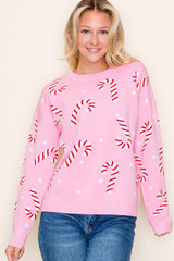Candy Cane Long Sleeve Sweater