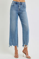 Natalie High Rise Crop Jeans with Wide Step Hem
