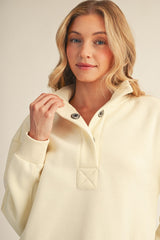 Ivory Fleece Lined Casual Top