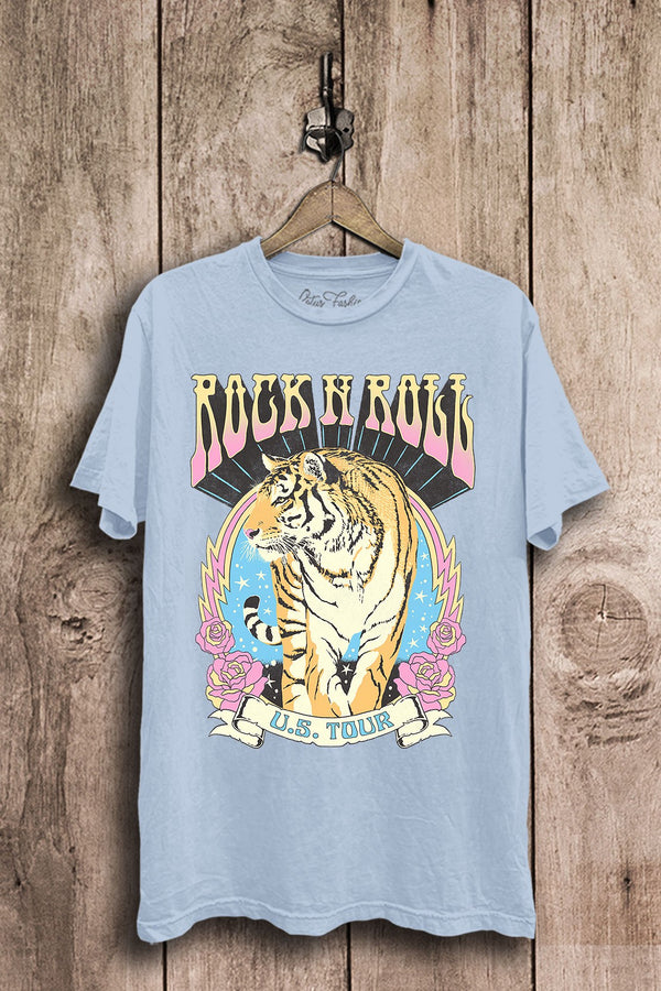 Light Blue Rock and Roll US Tour Tiger Graphic Tee