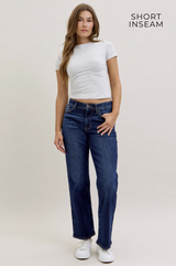 Reese's Mid Rise Dark Wash Straight Fit Jeans