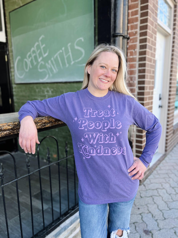 Purple Treat People with Kindness Long Sleeve T