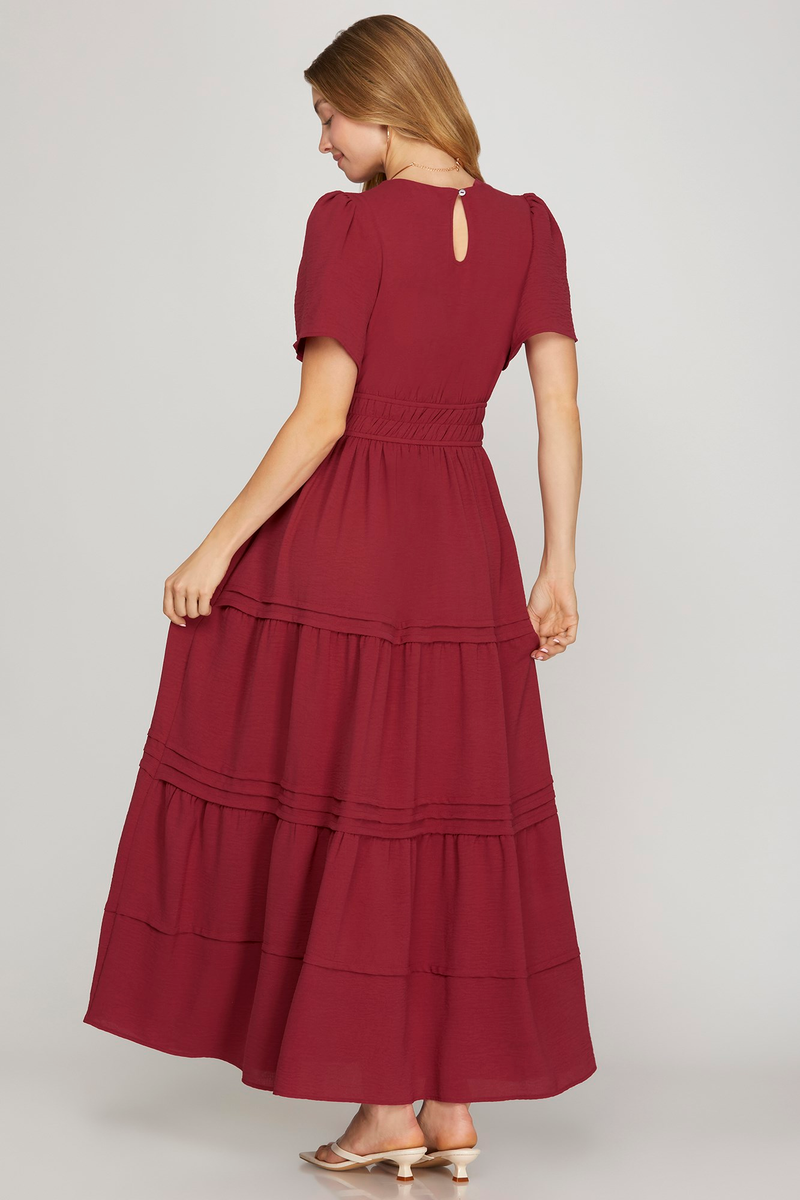 Short Sleeve Surplice Maxi Dress