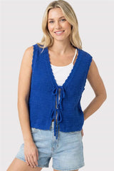 Blue Tied Front Sweater Vest