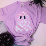 Lavender 3D Sequin Groovy Ghost Tee