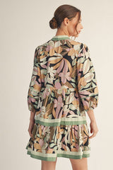 Sage Floral Tiered Dress