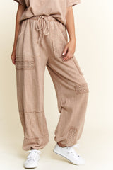 Mineral Wash Eyelet Detailed Joggers