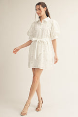 White Eyelet Collared Dress