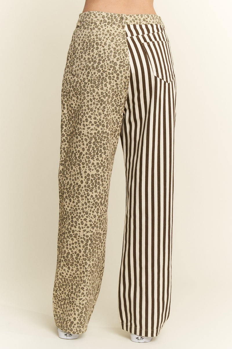 Mix Leopard and Stripe Pants