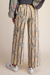 Mustard Flower Printed Soft Stretch Pants