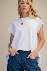 White Short Sleeve Mineral Washed Top