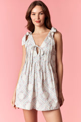 Ditsy Floral Romper with Bows on Shoulders